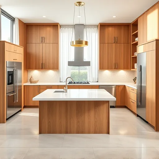 Recently remodeled kitchen in Boynton Beach, featuring warm wood cabinetry, marble countertops, and modern appliances.