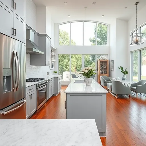 Contemporary Lake Park kitchen remodel with stainless appliances, quartz counters, custom cabinetry, and open layout.