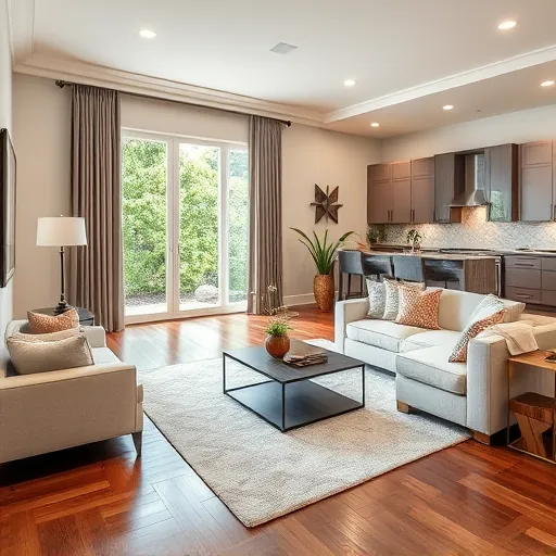 Beautifully renovated living room in Manalapan FL featuring hardwood floors, modern furniture, and natural light.