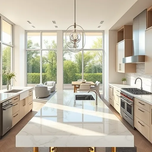 Renovated Hypoluxo Florida kitchen with sleek countertops stainless steel appliances custom cabinets and natural sunlight