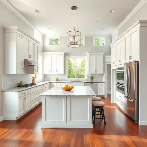 Beautifully remodeled kitchen in St. Lucie Village, featuring white cabinetry, granite island, and natural light.
