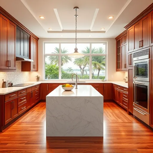 Freshly remodeled kitchen in Hobe Sound FL with quartz countertops, stainless steel appliances, and custom cabinets.