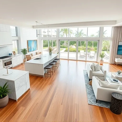 Coastal-inspired home remodel in Singer Island, FL, featuring an open floor plan, soft pastel colors, and stylish decor.
