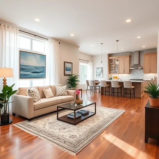 Elegant living room in St. Lucie Village FL with modern decor, natural light, and coastal-themed accents