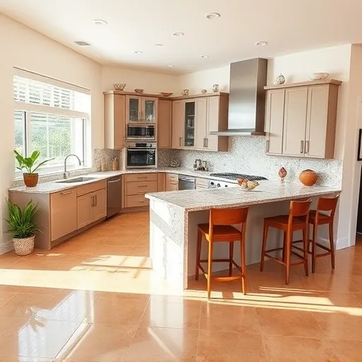 Modern kitchen remodel in Palm City FL with custom cabinetry, granite countertops, and bright airy ambiance.