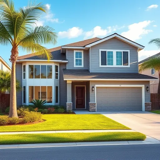 Renovated home exterior in Port St. Lucie, FL, showcasing modern craftsmanship, tropical landscaping, and open interior design.