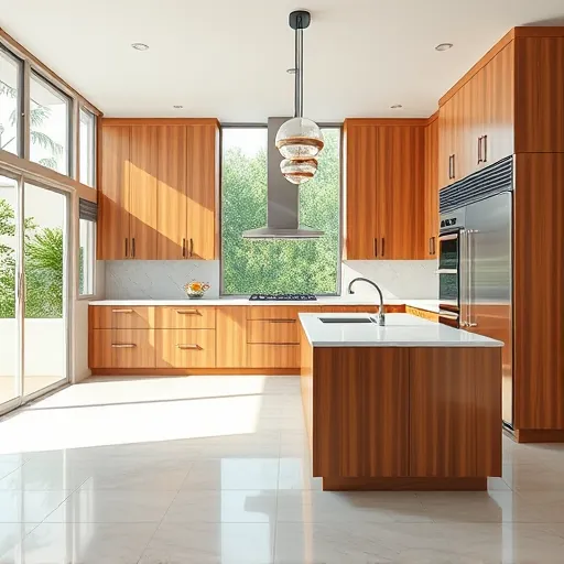 Renovated Palm Beach kitchen with modern cabinetry, marble countertops, and natural light showcasing elegant design.