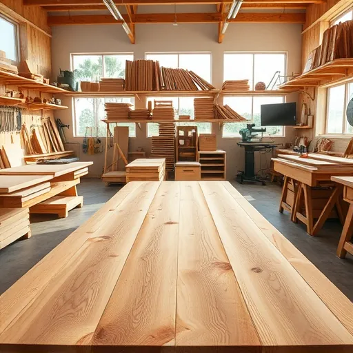 Port St. Lucie carpentry workshop with woodworking tools, polished surfaces, fresh wood planks, and natural sunlight.
