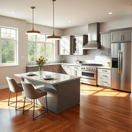 Contemporary kitchen remodel in Hypoluxo FL with sleek cabinetry, granite countertops, and stainless steel appliances.
