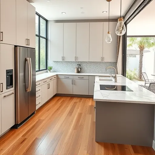Renovated kitchen in Loxahatchee Groves, featuring modern cabinetry, quartz countertops, and an inviting island.