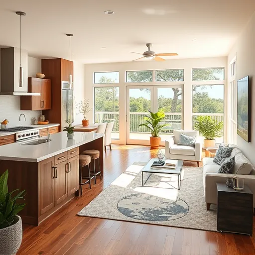 Inviting open-concept living space in Sebastian FL, modern kitchen with stainless appliances, coastal decor, and natural light.
