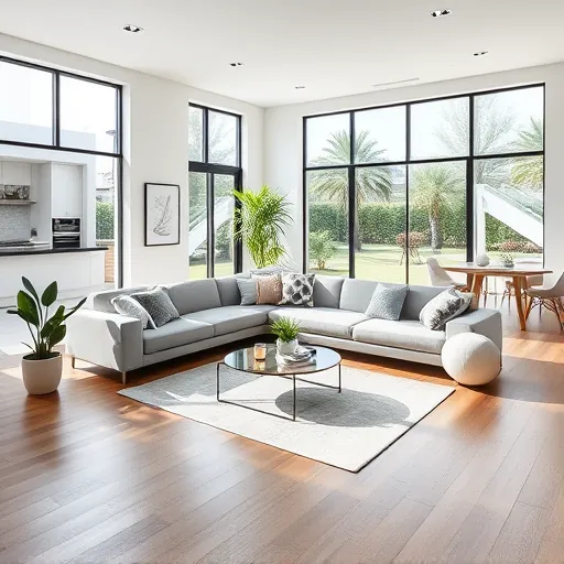 Transformed living room in River Park FL features modern design, natural light, and stylish furniture without humans.