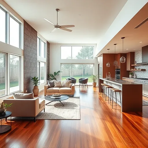 Modern living room in Lake Clarke Shores FL featuring contemporary furniture, elegant lighting, and natural light ambiance.