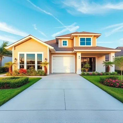 Modern renovated home in Port St. Lucie, FL with lush yard, vibrant flowers, and inviting front porch under blue sky.