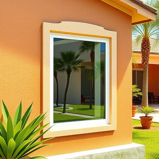 Residential home in Port St. Lucie Florida with a new sleek window showing craftsmanship, tropical landscaping, and sunny outdoor setting
