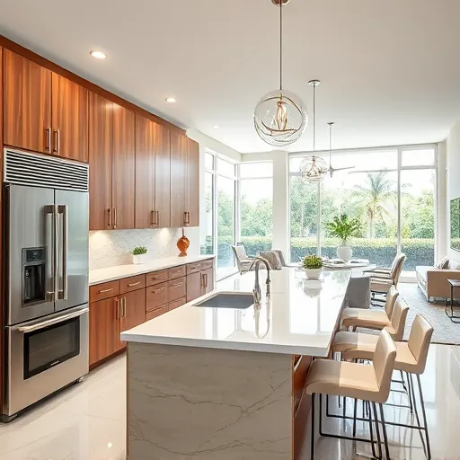 Recently remodeled kitchen in Manalapan FL featuring modern appliances, elegant design, and bright airy atmosphere.