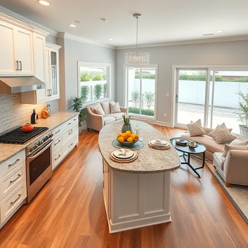 Modern kitchen remodel in North River Shores FL with sleek appliances, white cabinets, and warm hardwood floors.