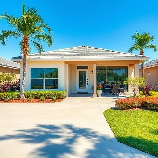 Restored Port St. Lucie Florida home with modern exterior, lush landscaping, clean driveway, stylish porch, large windows, and neighbors in a peaceful neighborhood