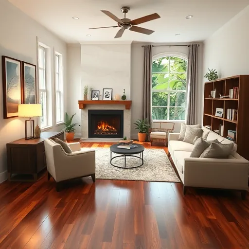 Renovated living room in Hypoluxo FL features modern furnishings, elegant decor, and natural light with tropical views.