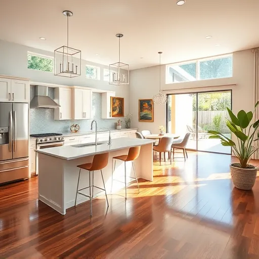 Modern kitchen in Loxahatchee Groves features quartz countertops, custom cabinetry, open floor plan, and natural light.