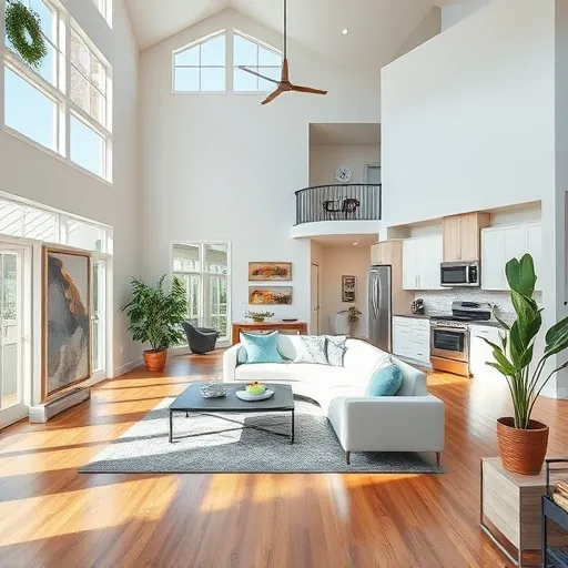 Spacious, stylish living room in Port St. Lucie with high ceilings, modern furnishings, and elegant decor.