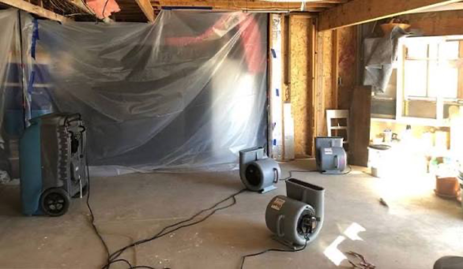 Containment set up during a mold remediation job