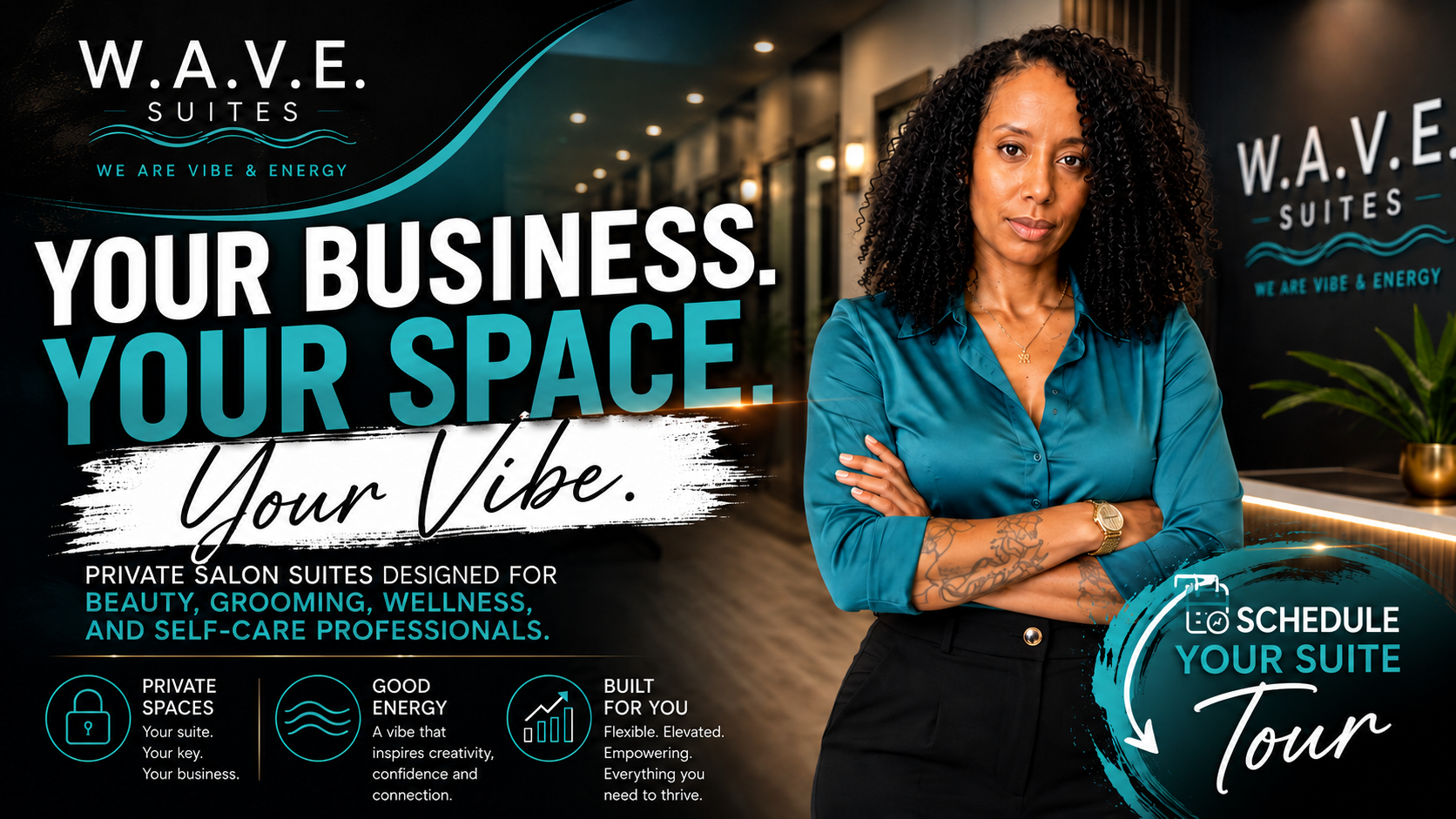 W.A.V.E. Suites brand banner