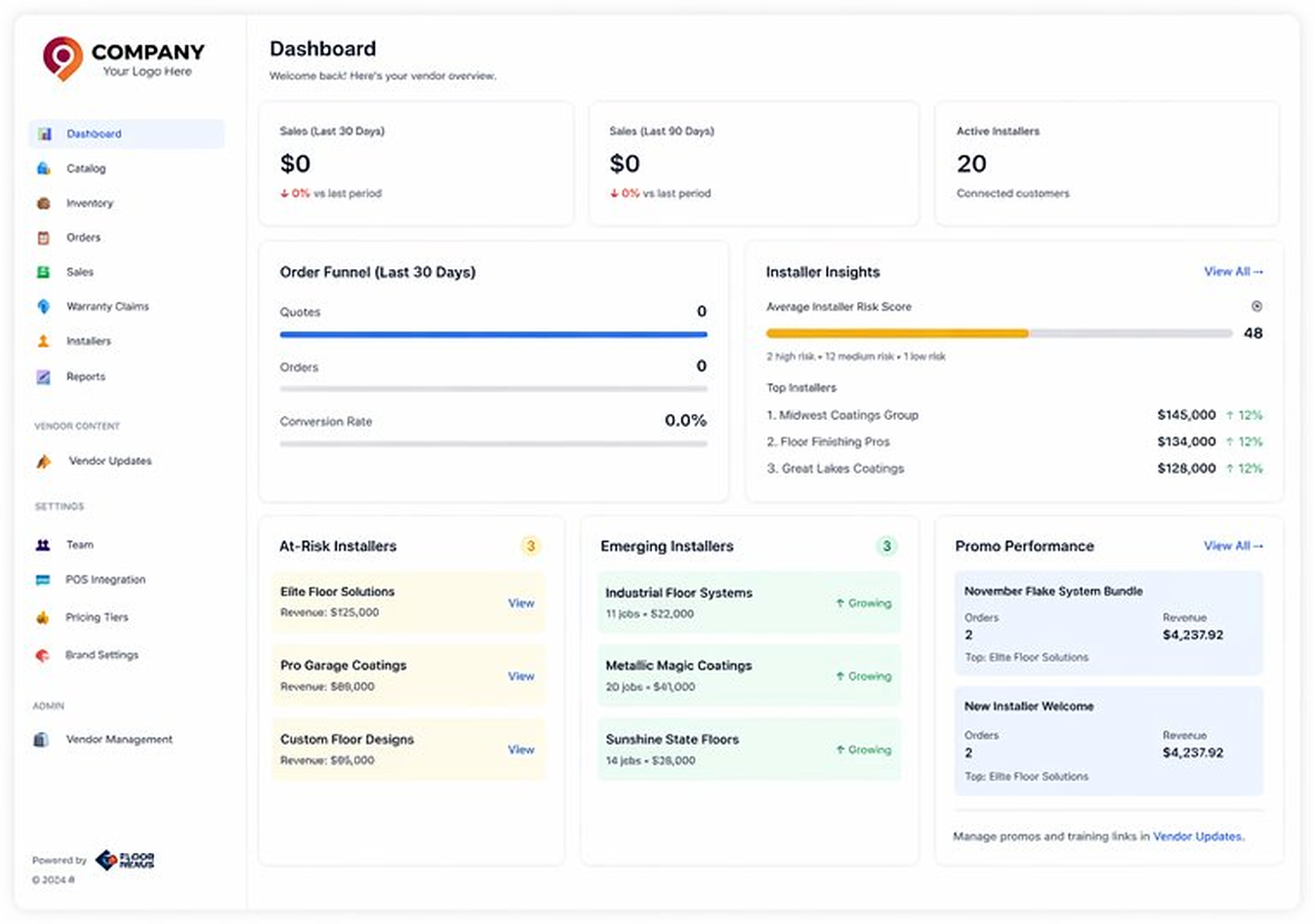 Floor Nexus Vendor Portal Dashboard