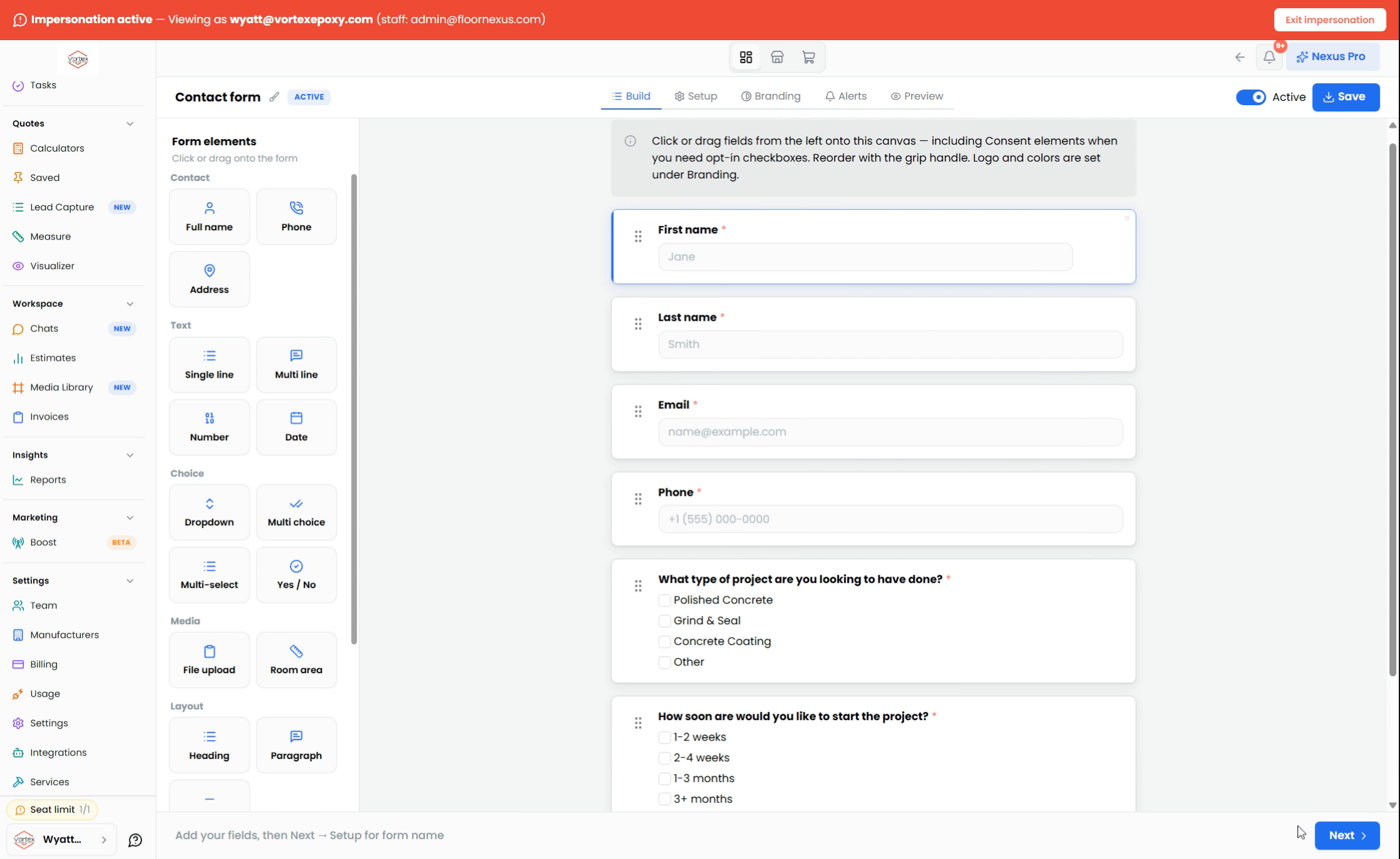 Step 11: Name Facebook Lead Form — Floor Nexus walkthrough