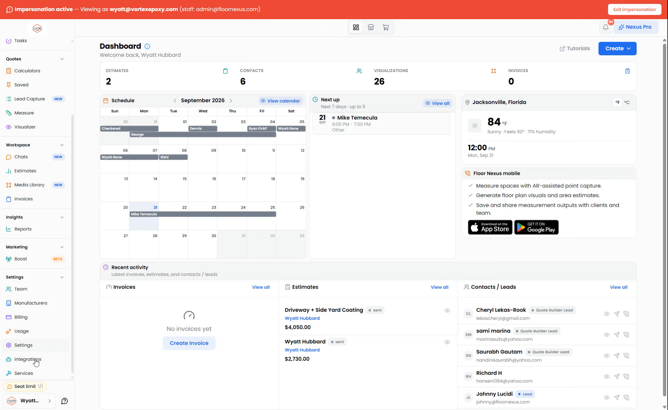 Step 2: Access Facebook Lead Ads Integration — Floor Nexus walkthrough