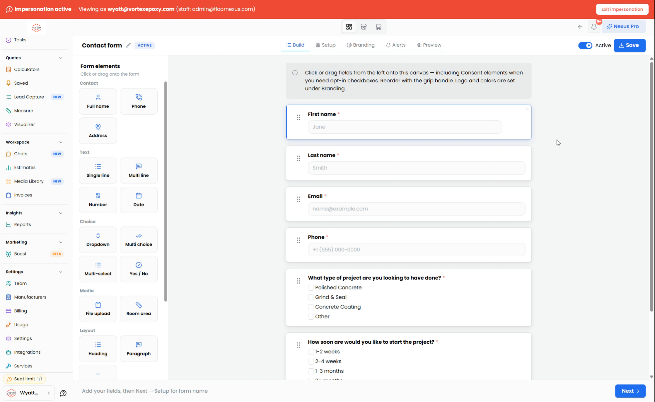 Step 10: Match Your Facebook Form Questions — Floor Nexus walkthrough
