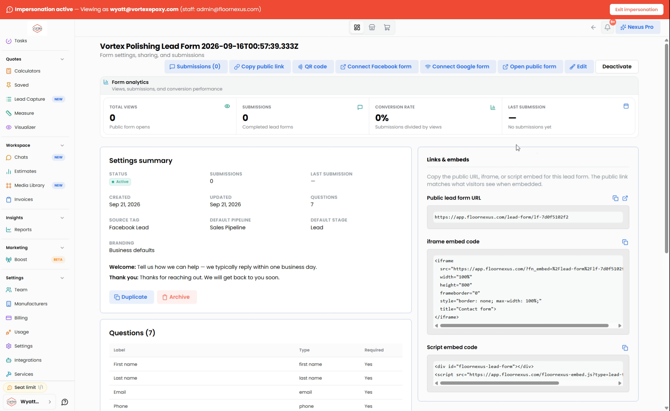 Step 18: Confirm CRM Connection — Floor Nexus walkthrough