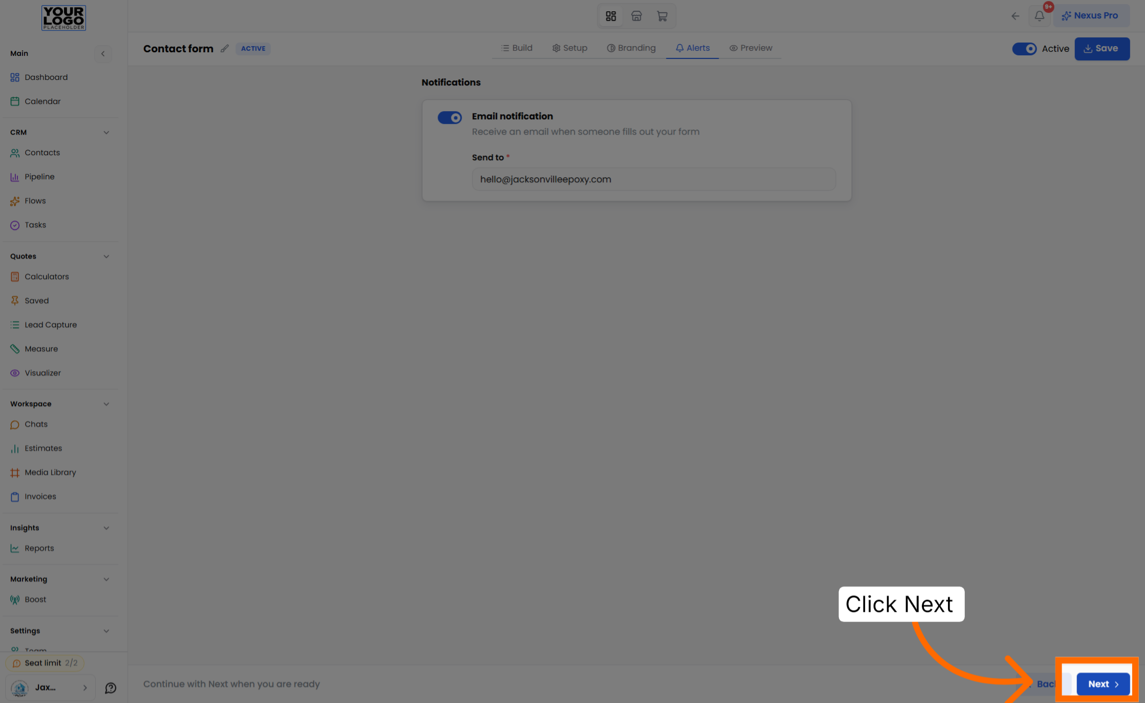Step 6: Click Next To Continue — Floor Nexus walkthrough