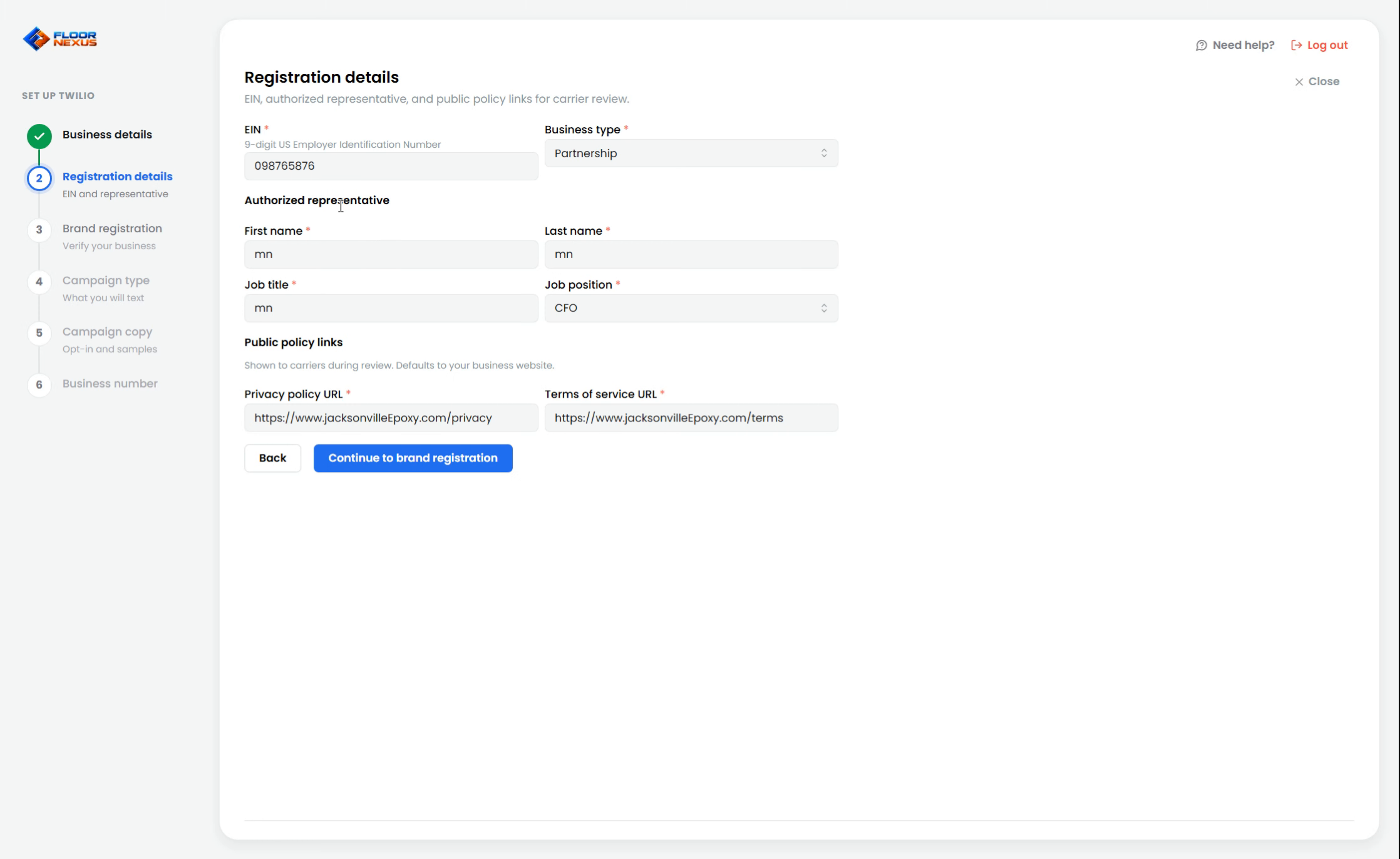 Step 2: Verify Privacy Links In Settings — Floor Nexus walkthrough