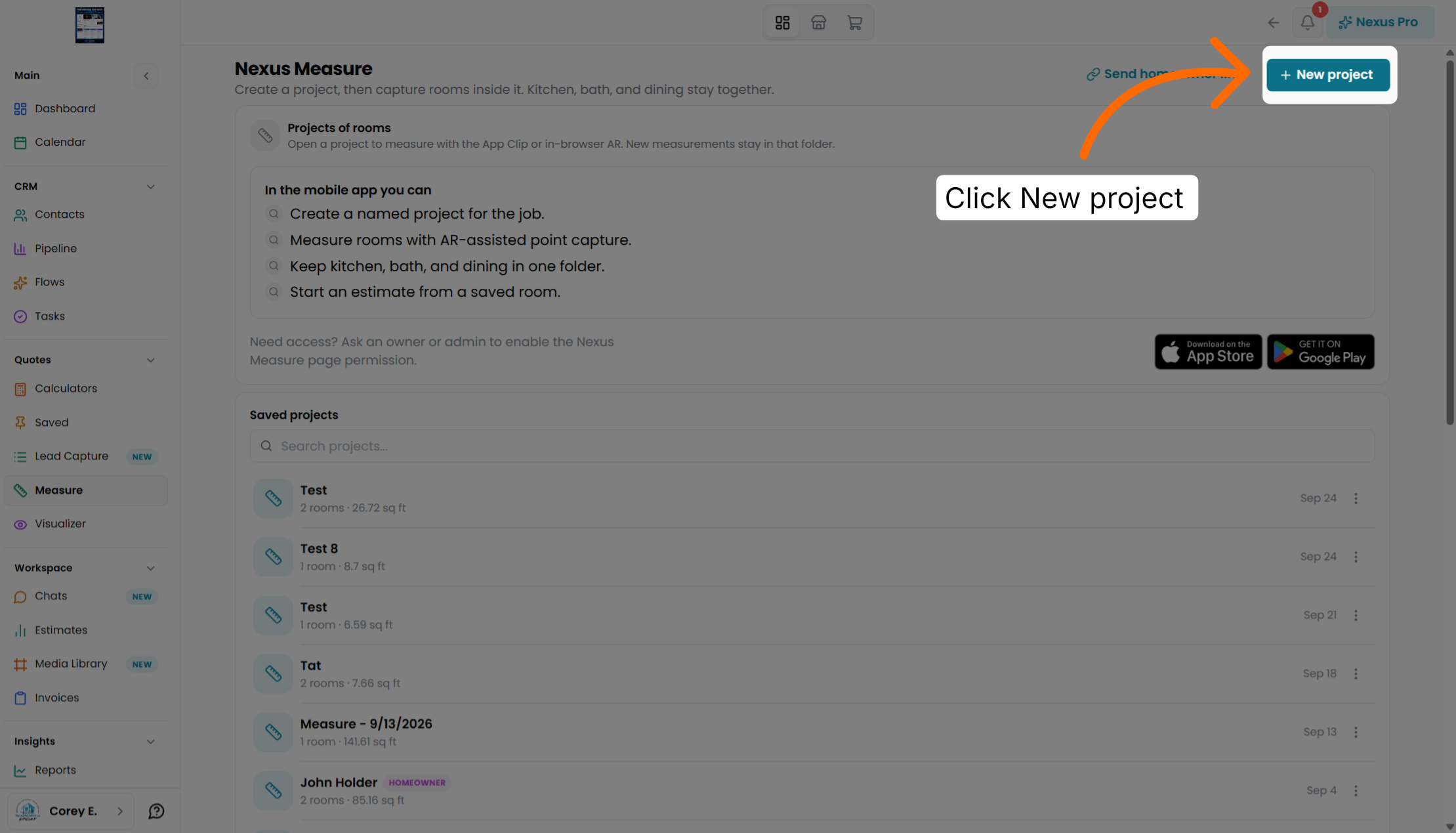 Screenshot for step 2: Create New Project