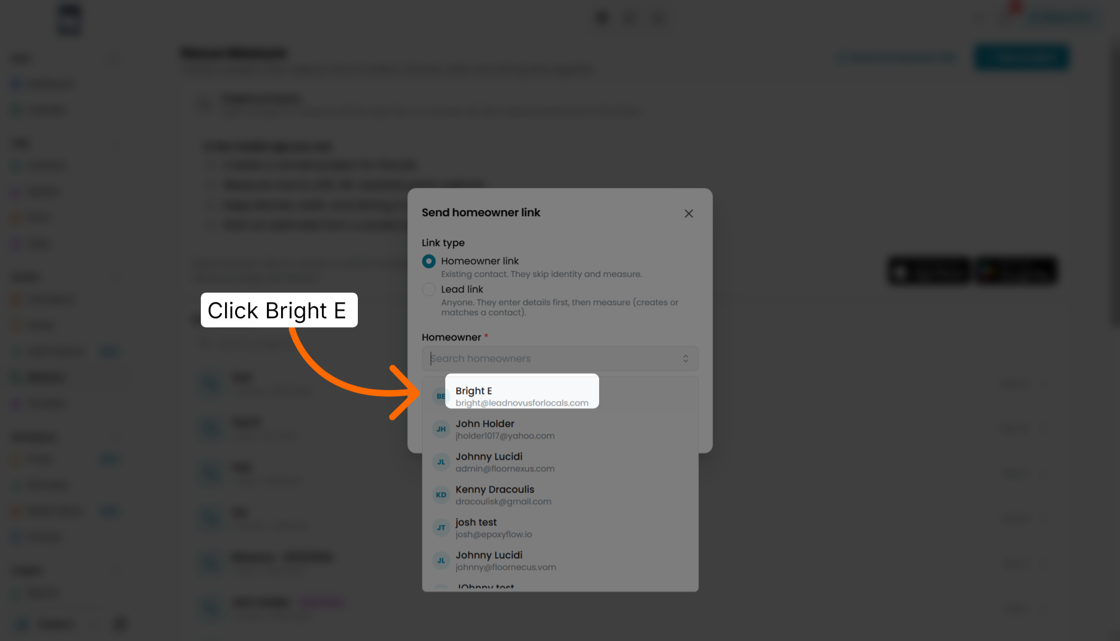 Screenshot for step 6: Choose Homeowner Contact