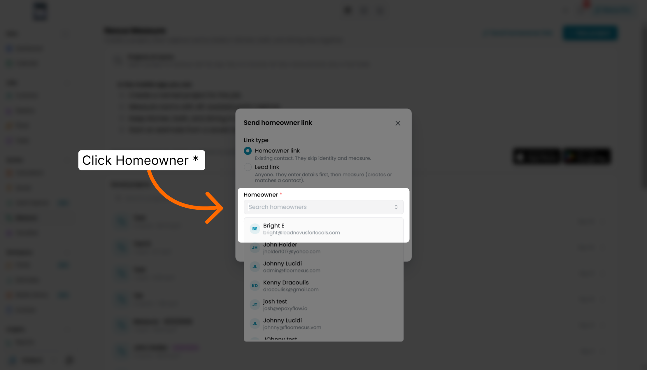 Screenshot for step 5: Select Homeowner Option
