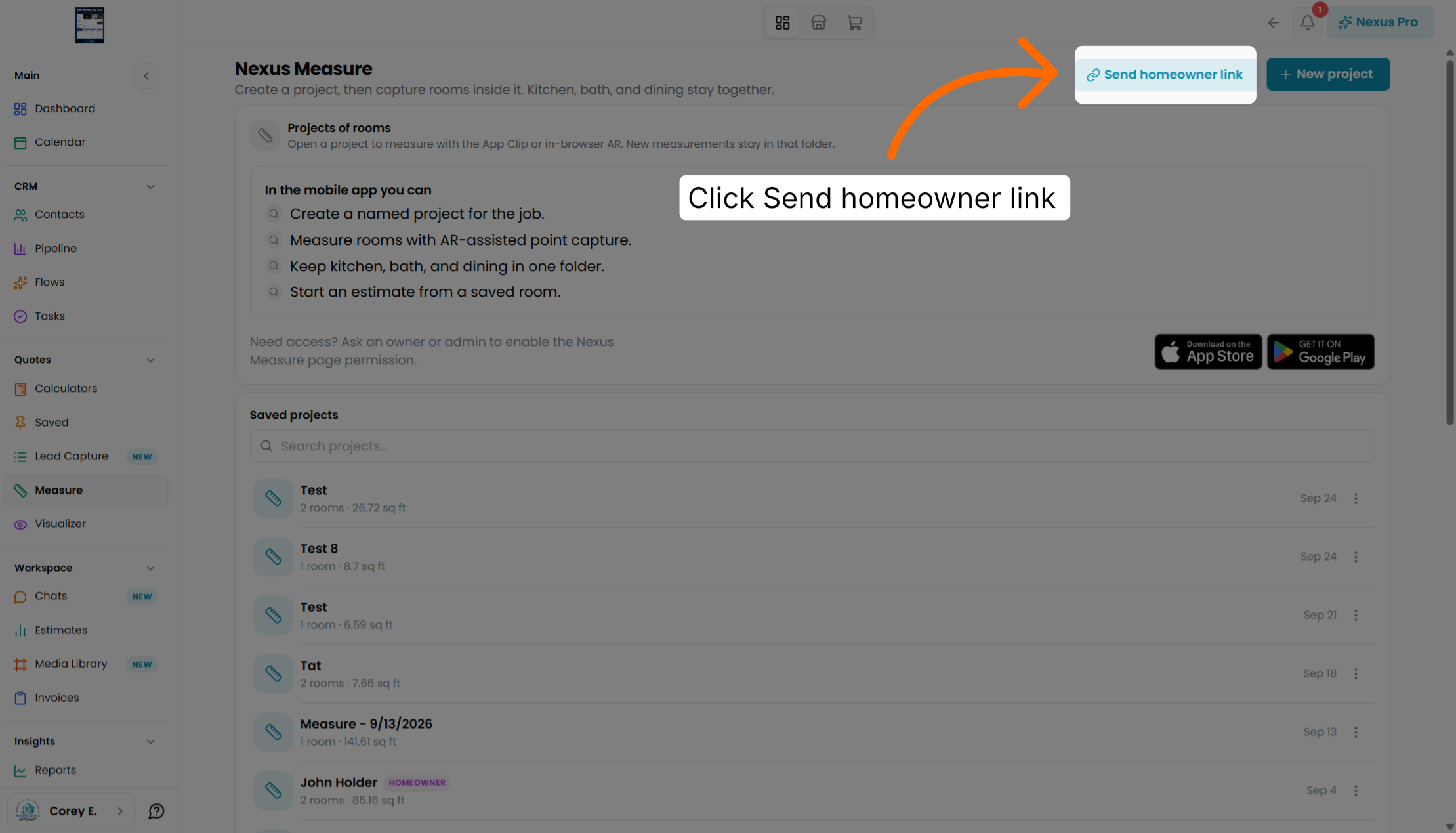 Screenshot for step 4: Send Homeowner Link