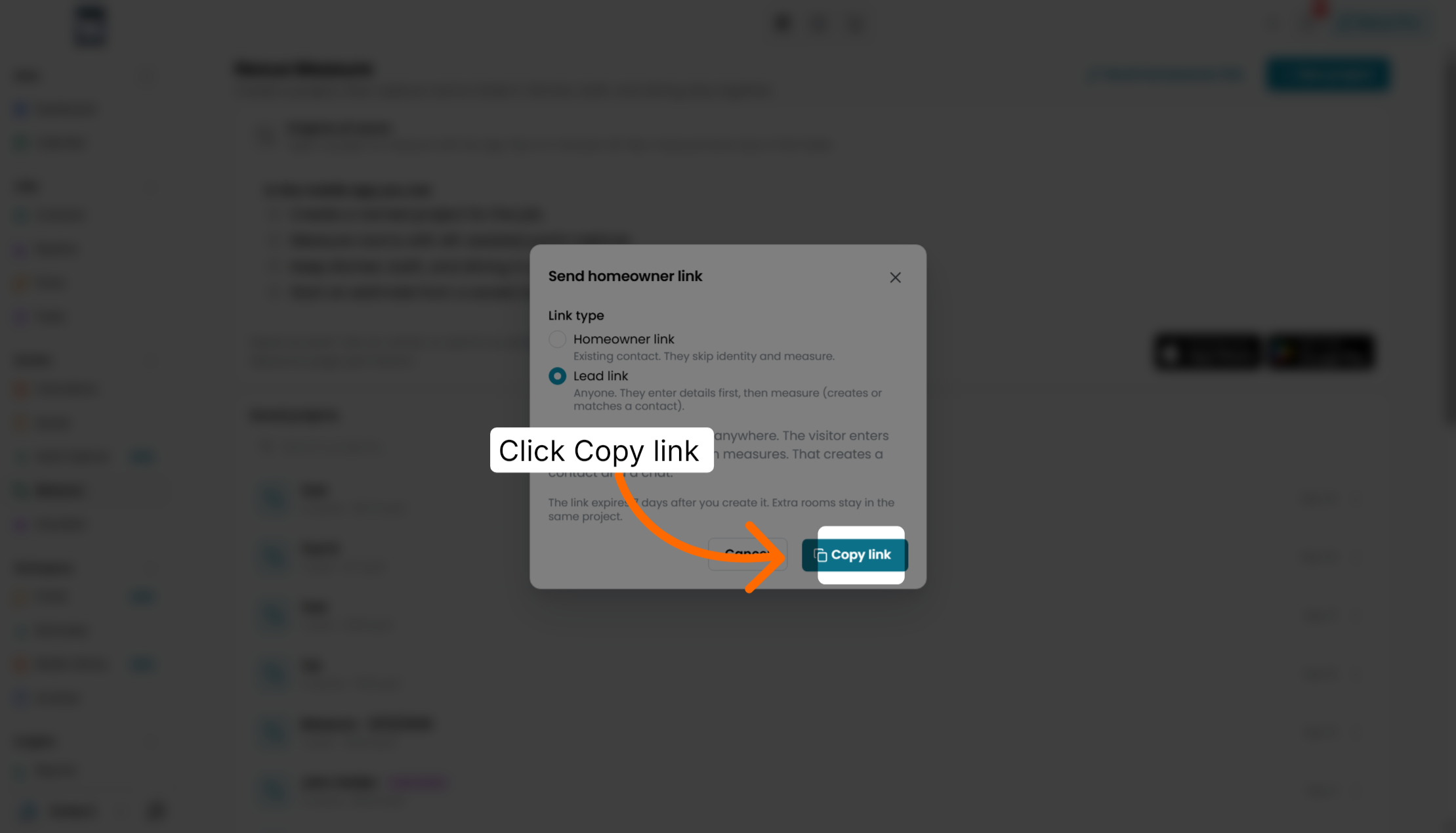 Screenshot for step 11: Copy Lead Link