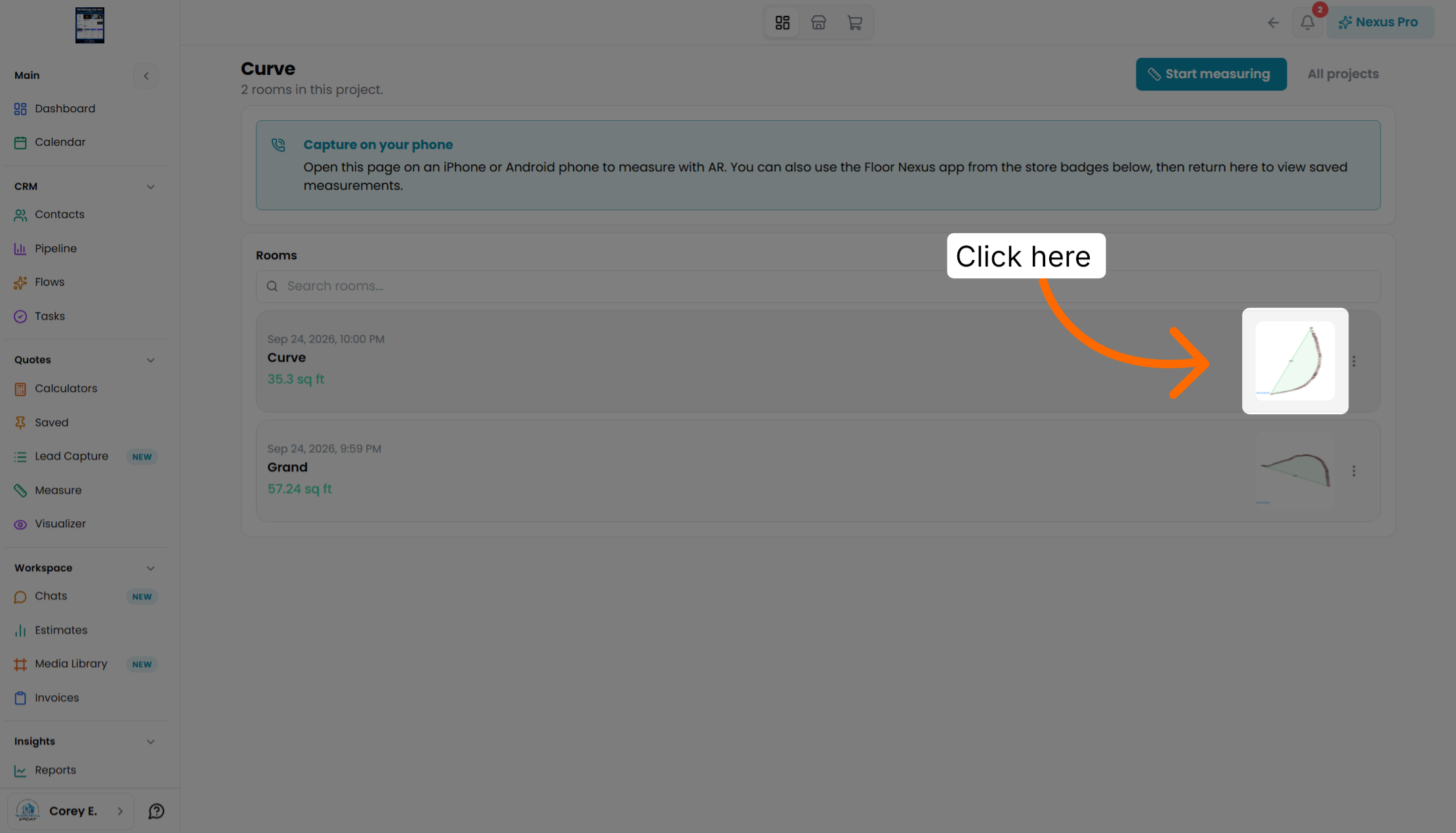 Screenshot for step 20: Access Curve Project
