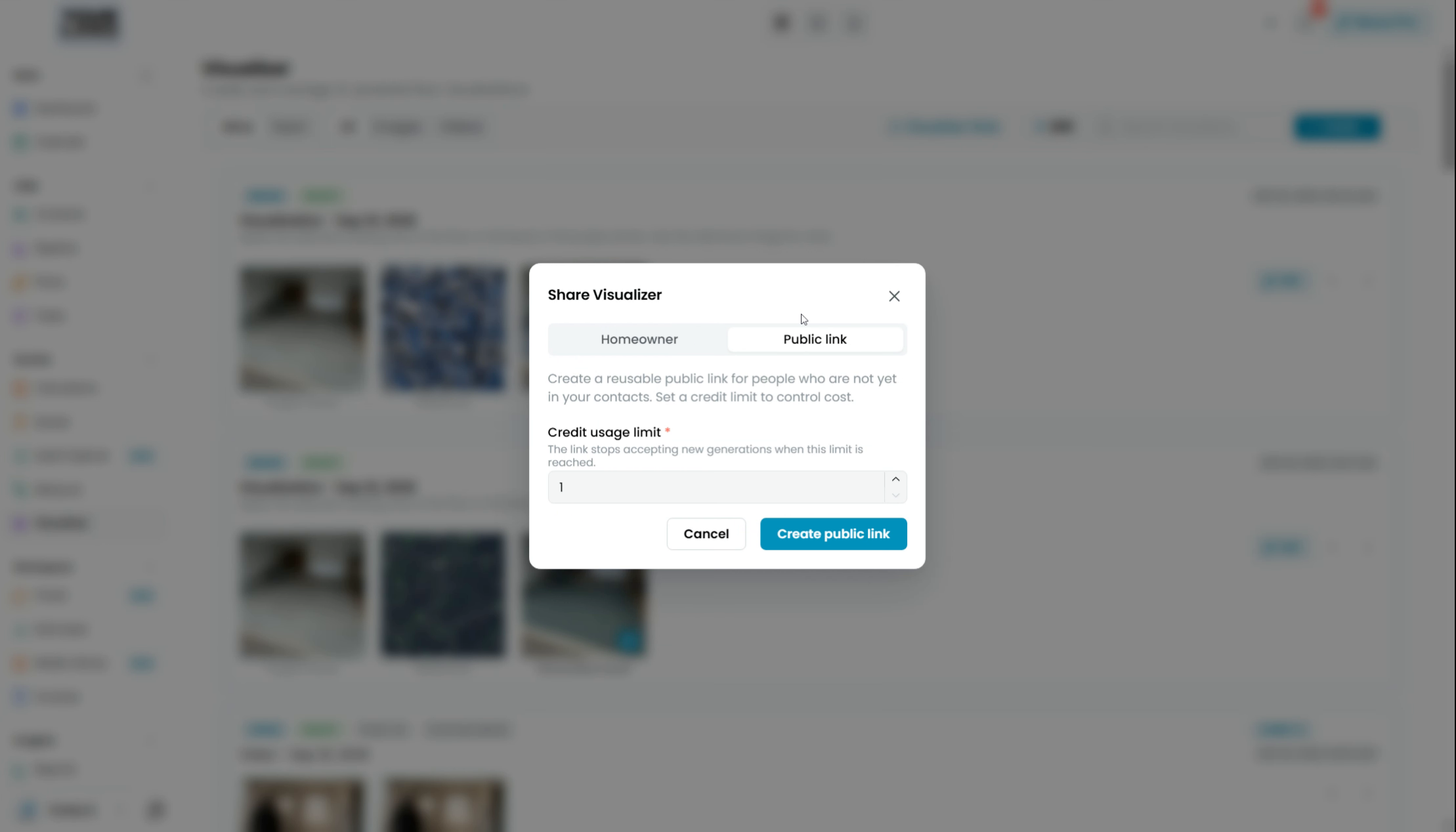 Screenshot for step 9: Create Public Visualizer Link