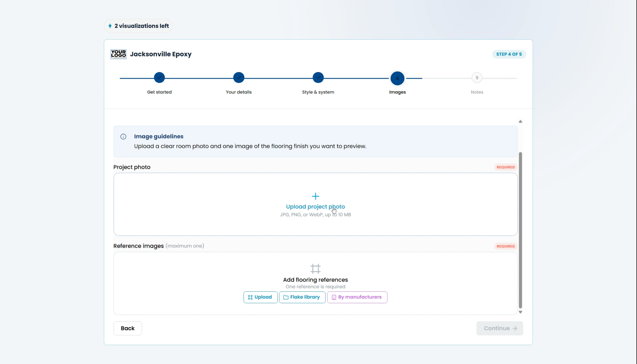 Screenshot for step 15: Upload Product and Sample Images