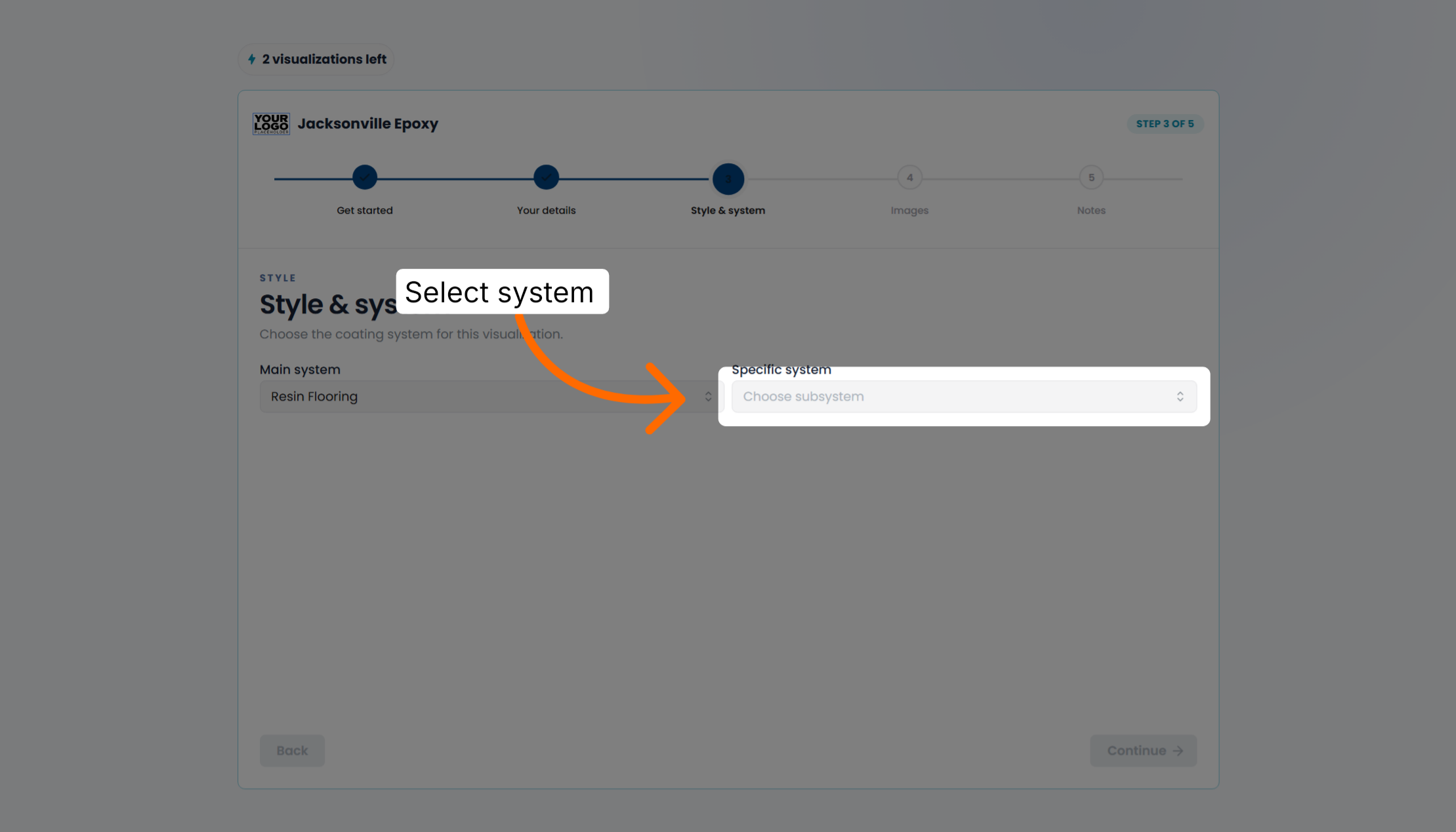 Screenshot for step 12: Select Specific System