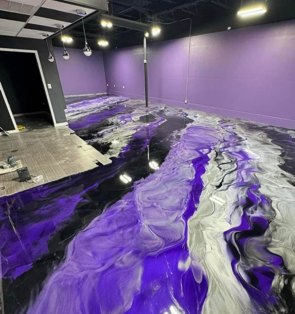 Purple & Silver Metallic Floor epoxy floor by Forward 18 Coatings & Flooring