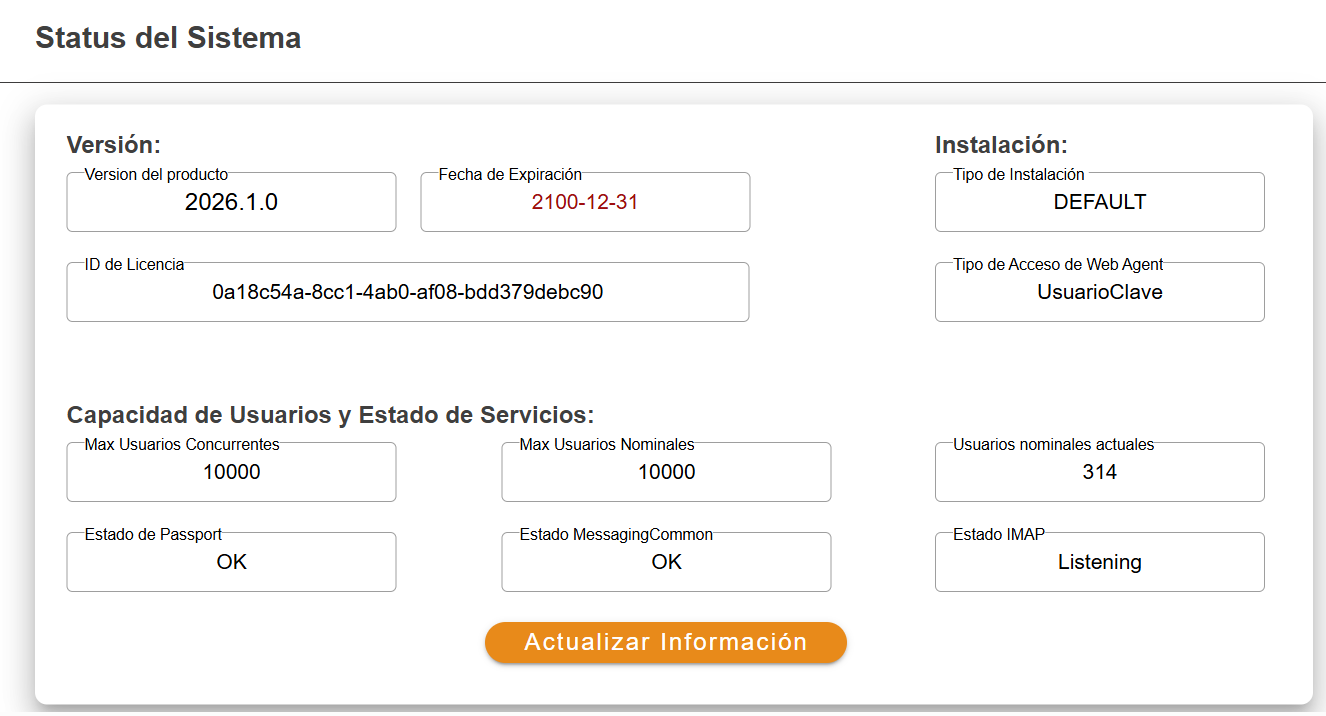 Status del Sistema Formulario