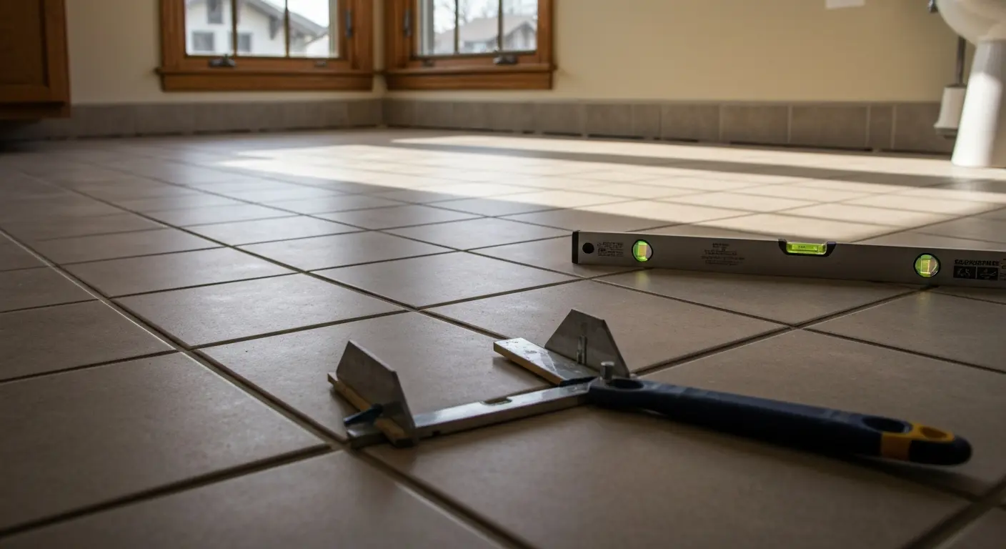 Bathroom floor tile installation