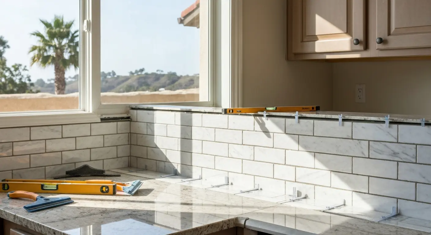 Kitchen backsplash installation
