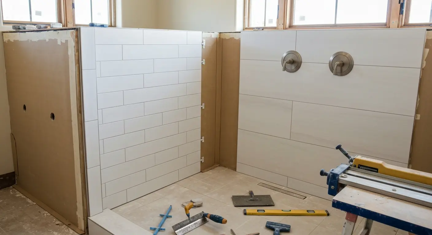 Shower tile installation project
