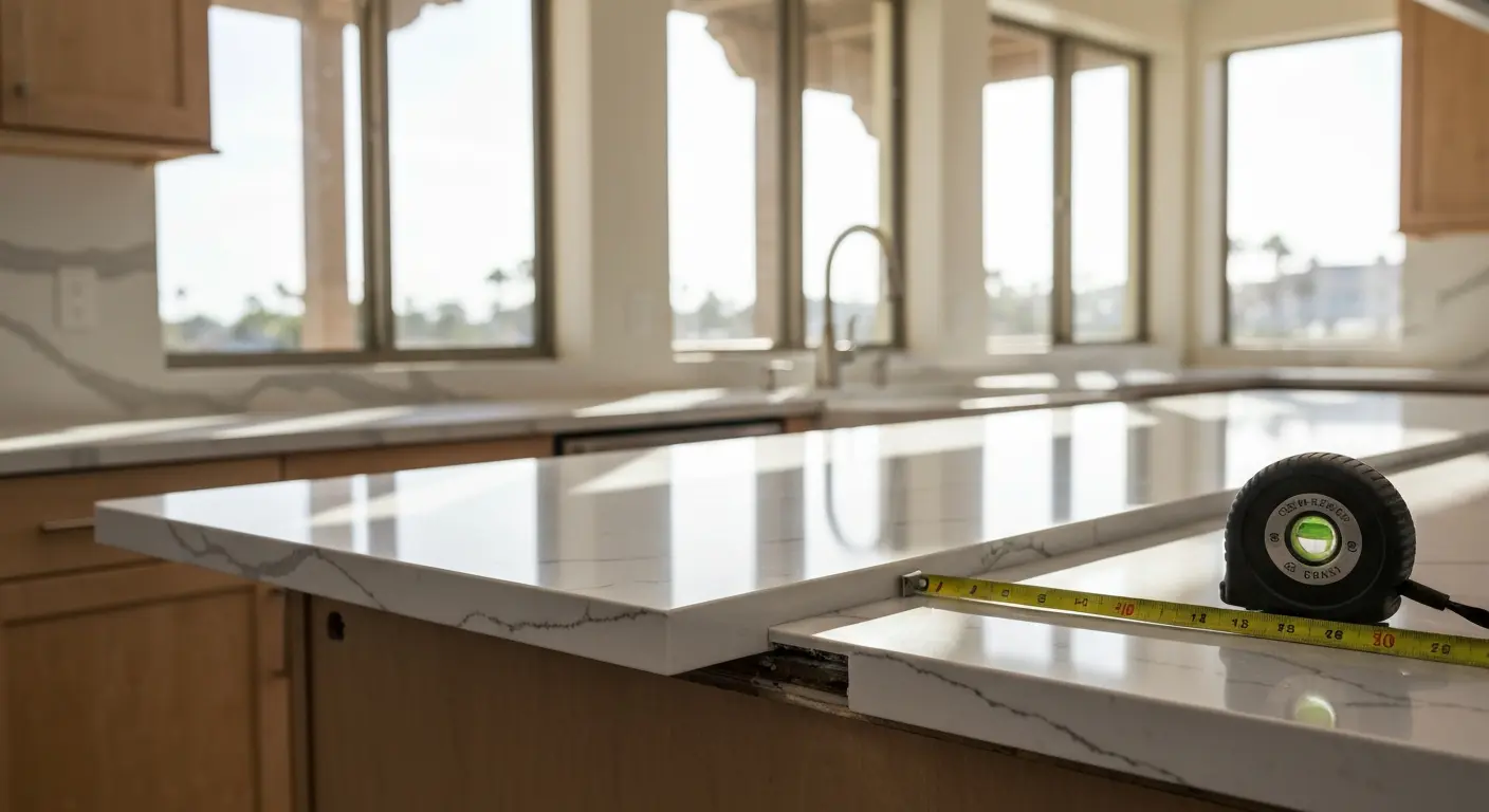 Quartz countertop installation