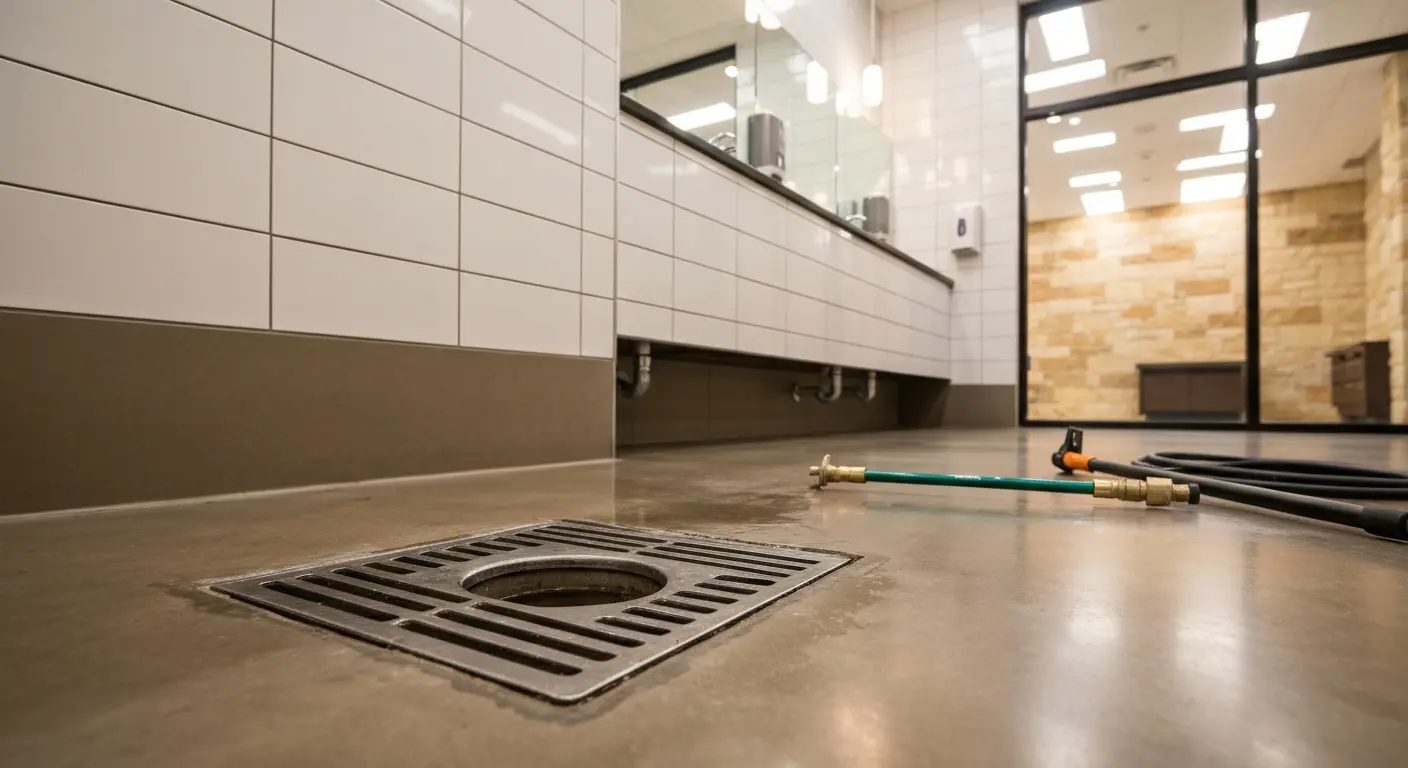 Commercial restroom drain maintenance